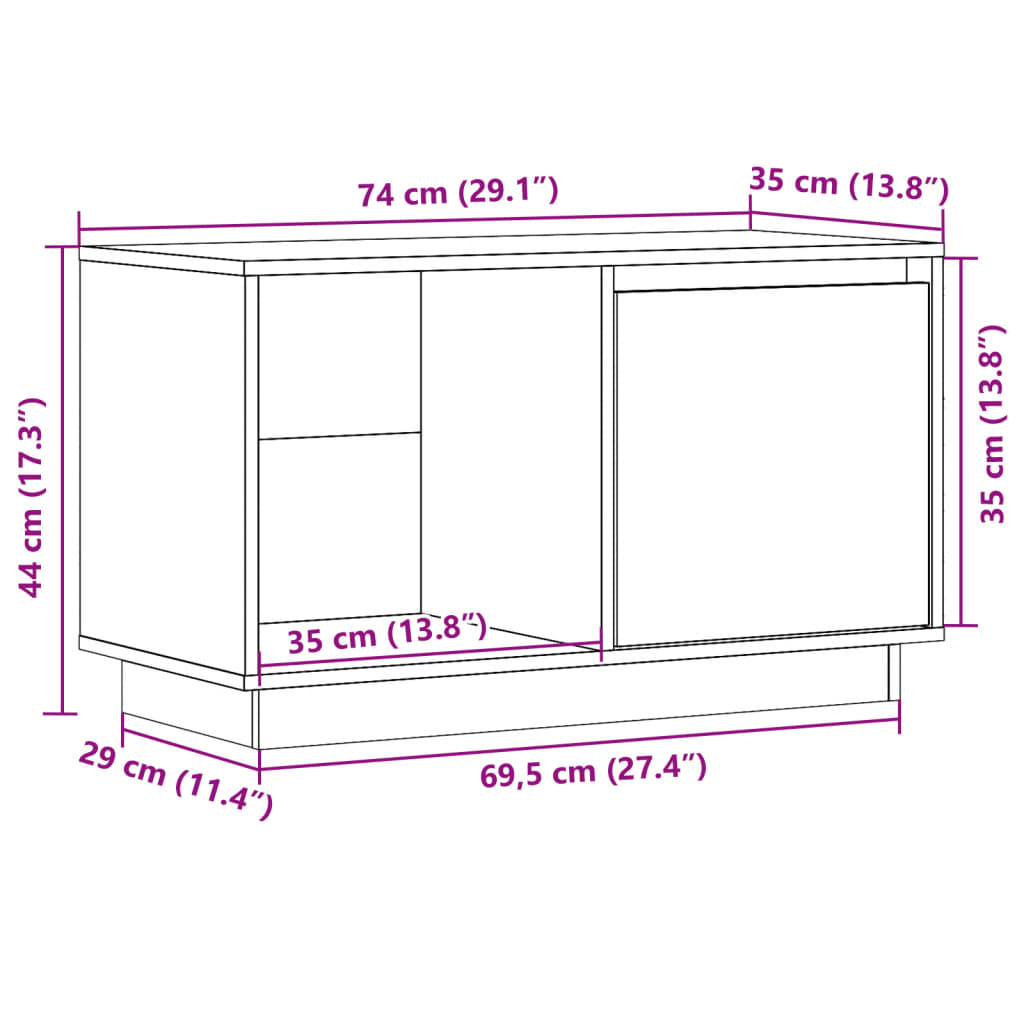 TV ormarić 74 x 35 x 44 cm od masivne borovine