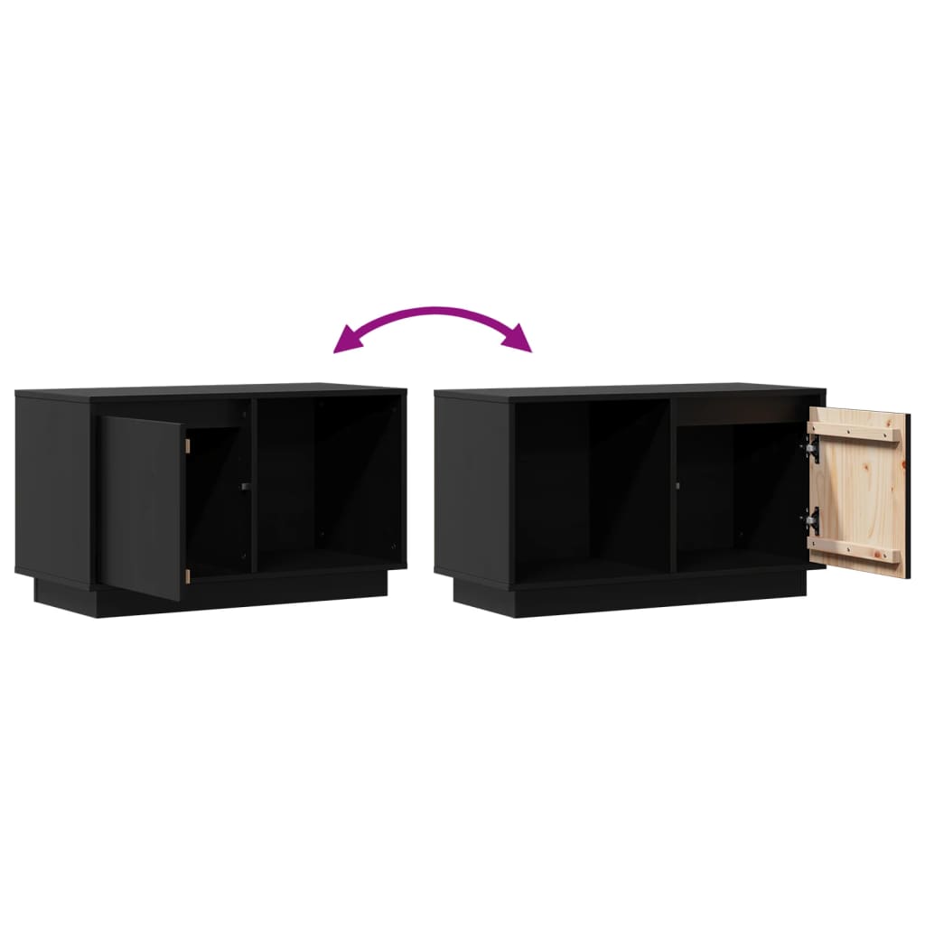 TV ormarić crni 74 x 35 x 44 cm od masivne borovine