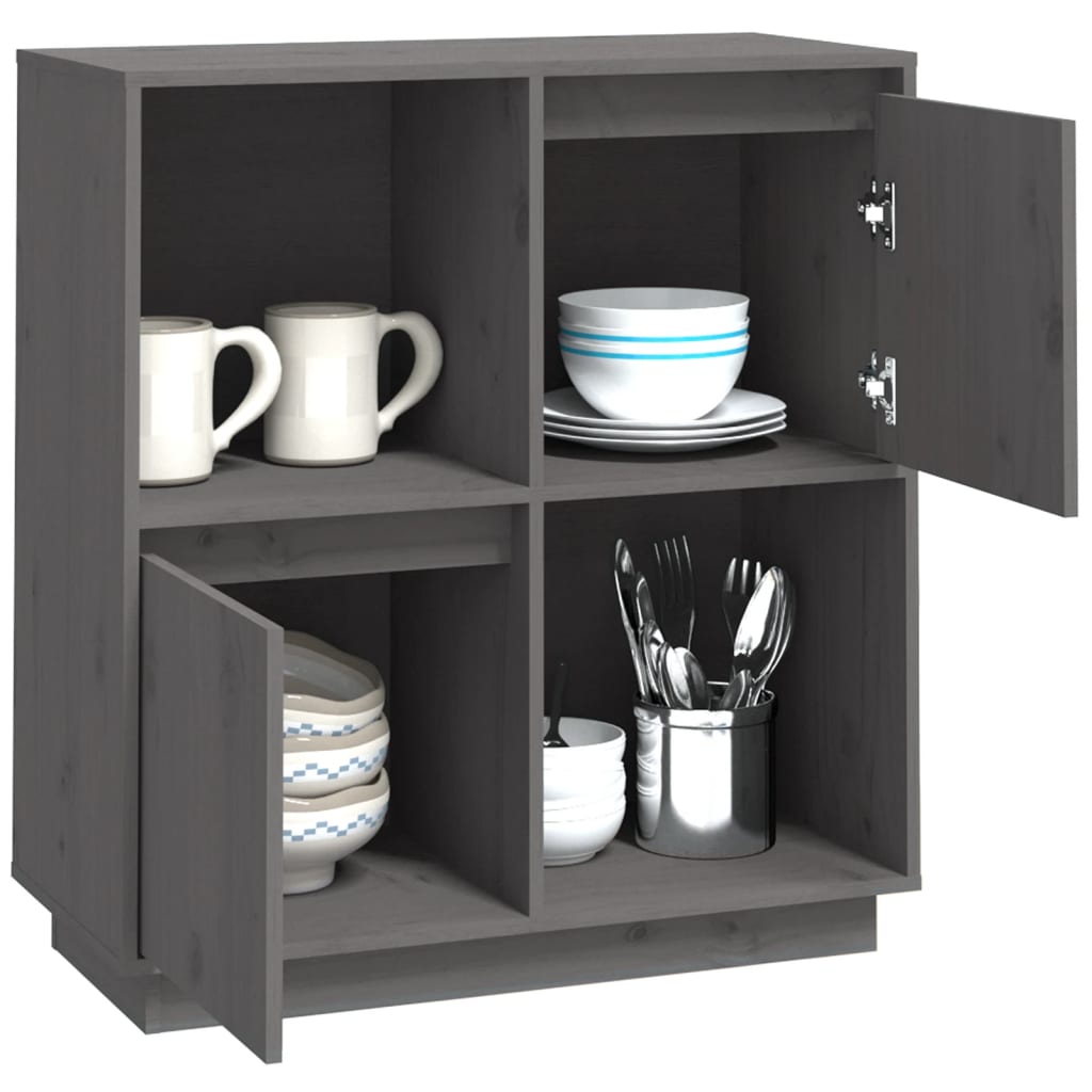 Komoda sivi 74x35x80 cm od masivne borovine