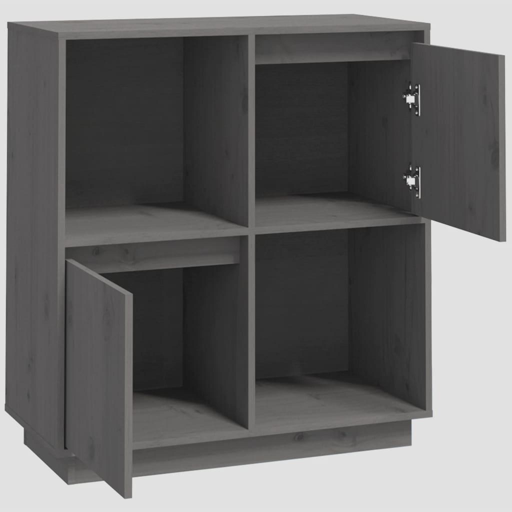 Komoda sivi 74x35x80 cm od masivne borovine