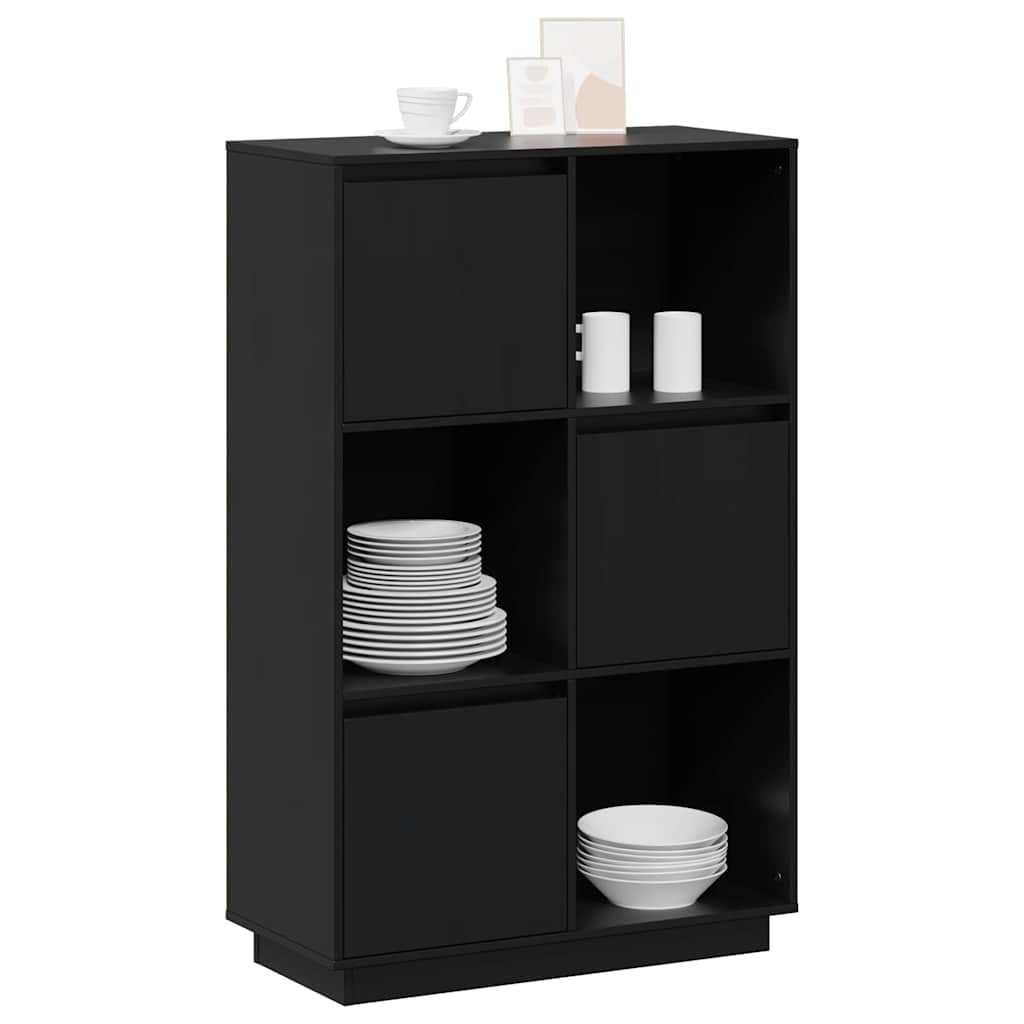 Visoka komoda crna 74 x 35 x 117 cm od masivne borovine