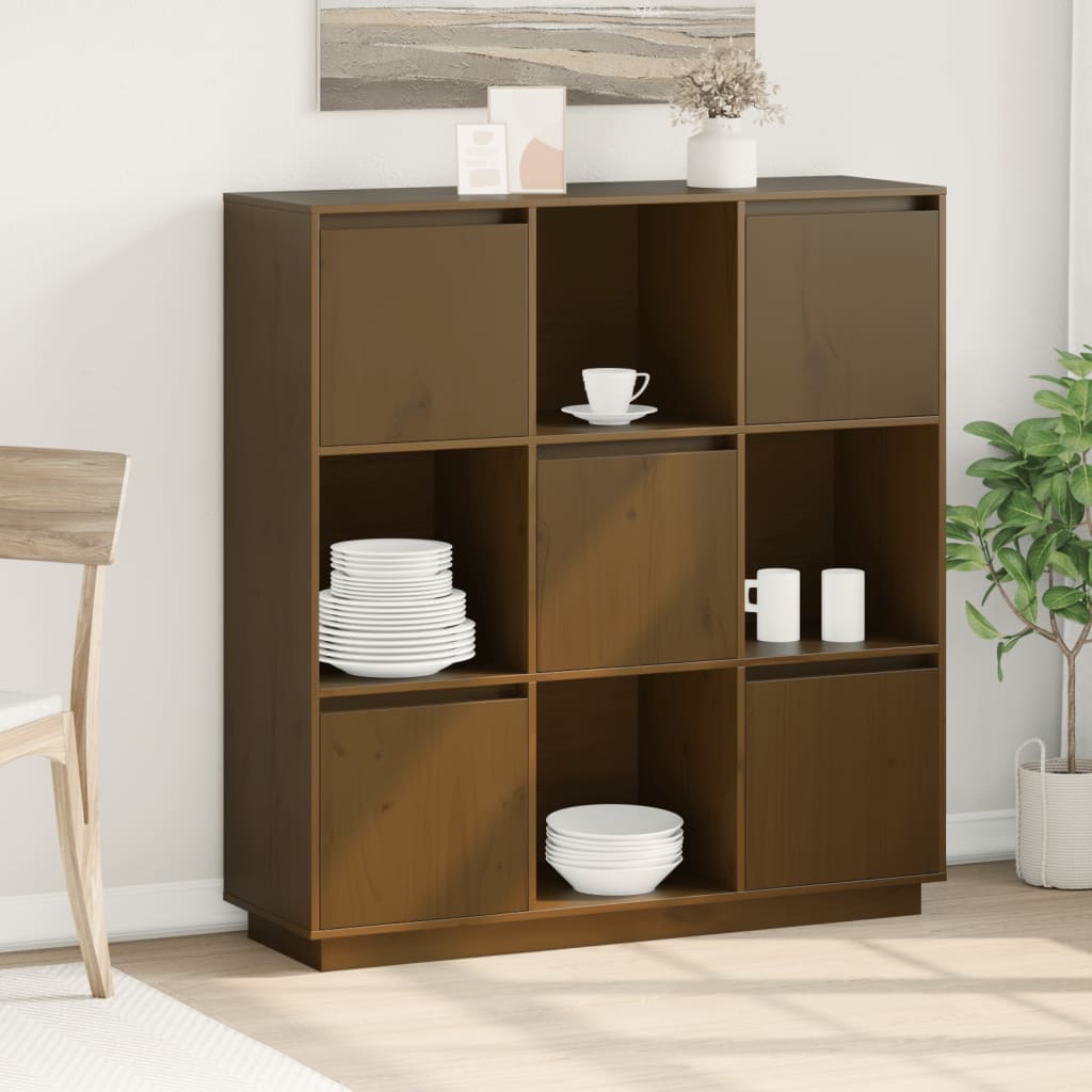Visoka komoda boja meda 110,5 x 35 x 117 cm od masivne borovine