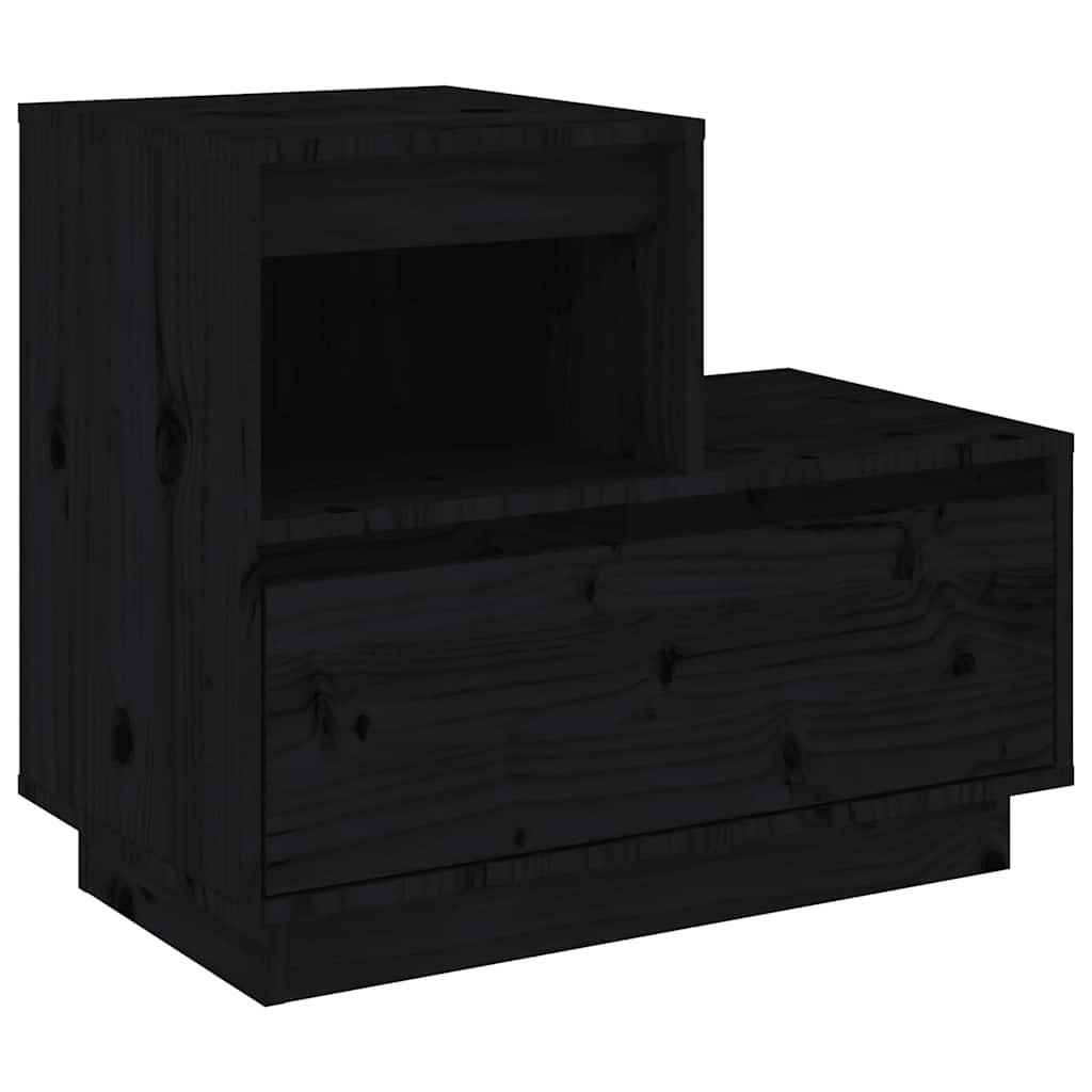 Noćni ormarići 2 kom Crno 60x34x51 cm od masivne borovine