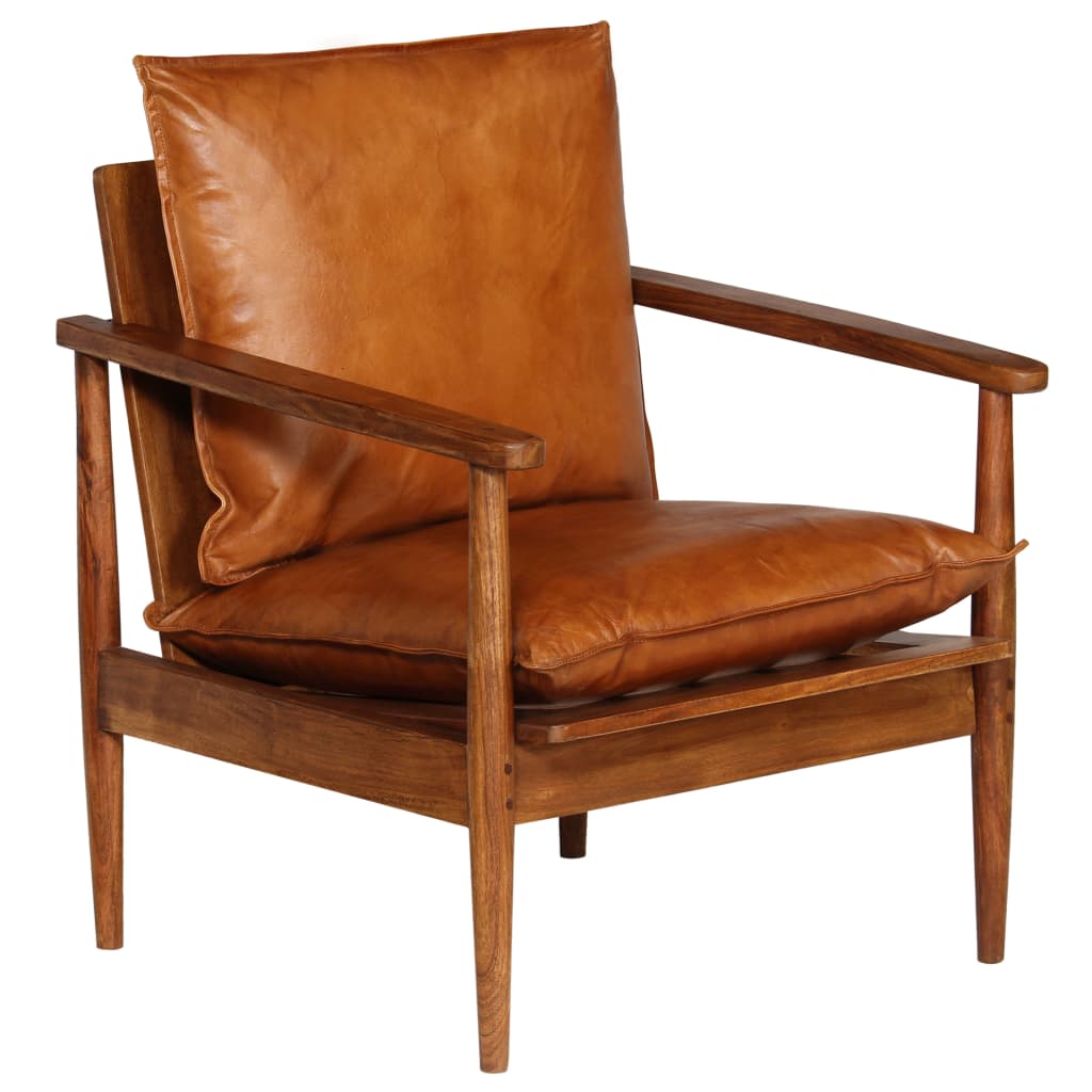 3-dijelni set sofa od prave kože i masivnog drva bagrema smeđi
