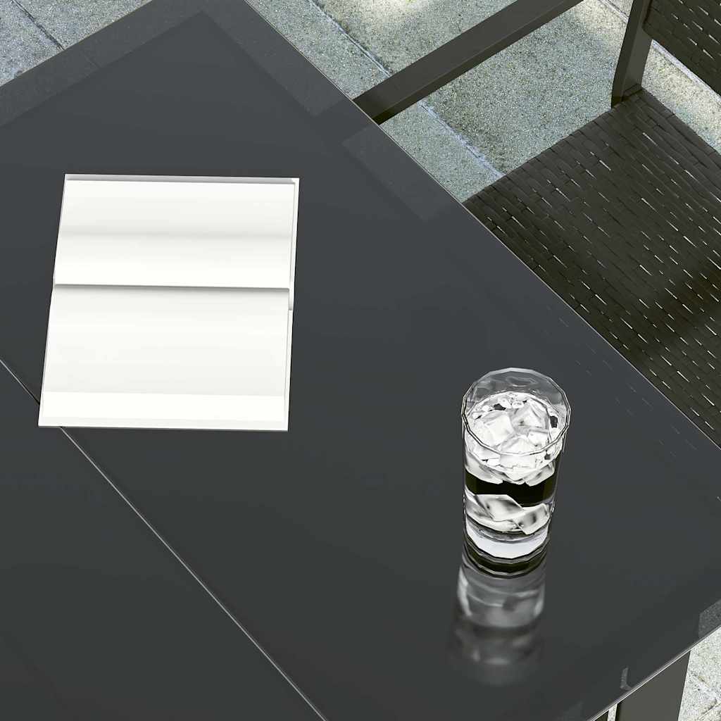 Vrtni blagovaonski stol crni 200 x 100 x 74 cm čelik i staklo