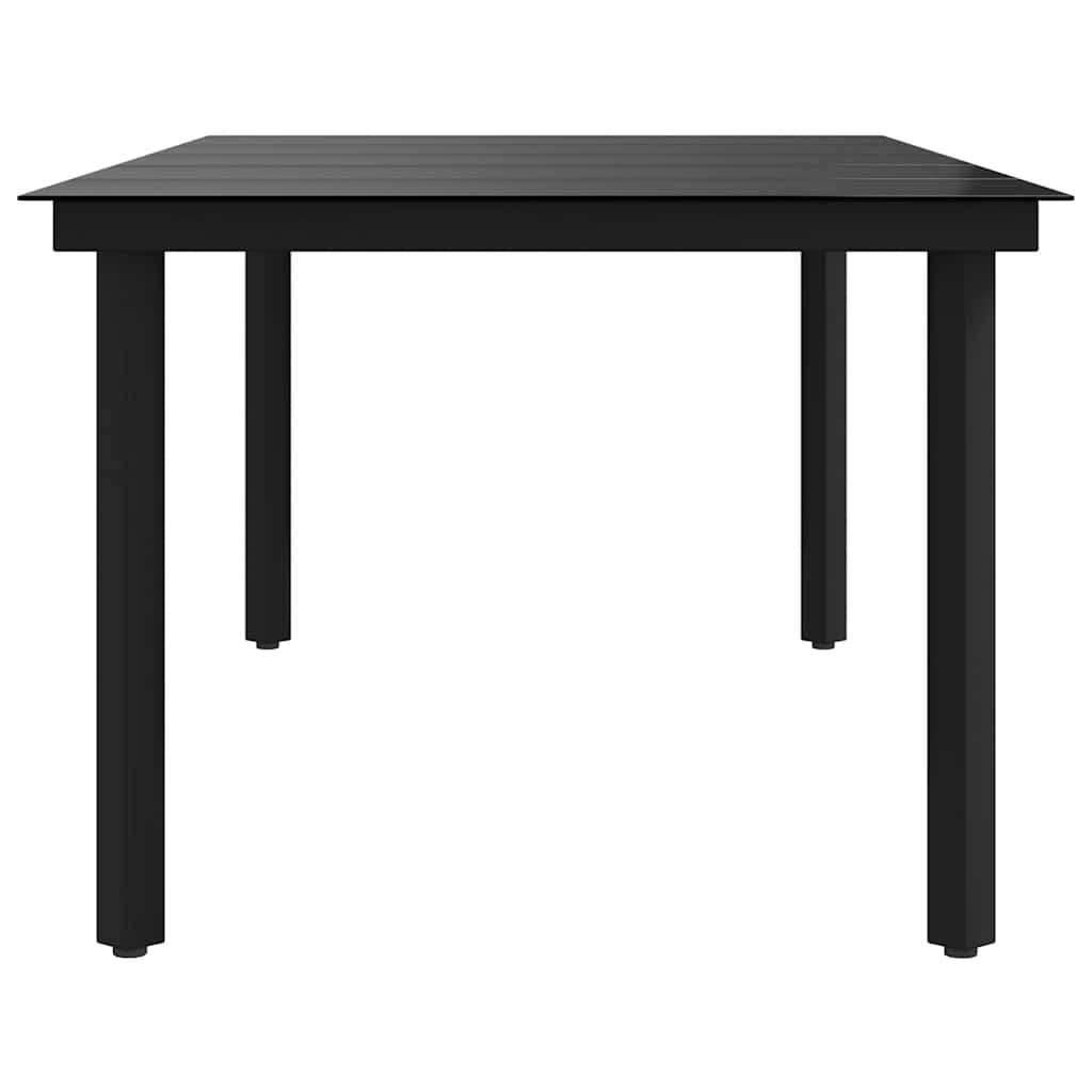 Vrtni blagovaonski stol crni 200 x 100 x 74 cm čelik i staklo
