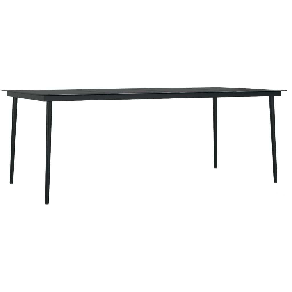 Vrtni blagovaonski stol crni 200 x 100 x 74 cm čelik i staklo