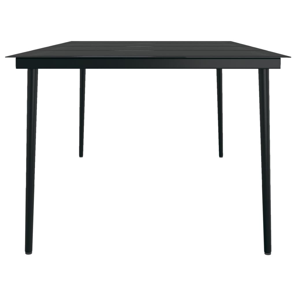 Vrtni blagovaonski stol crni 200 x 100 x 74 cm čelik i staklo