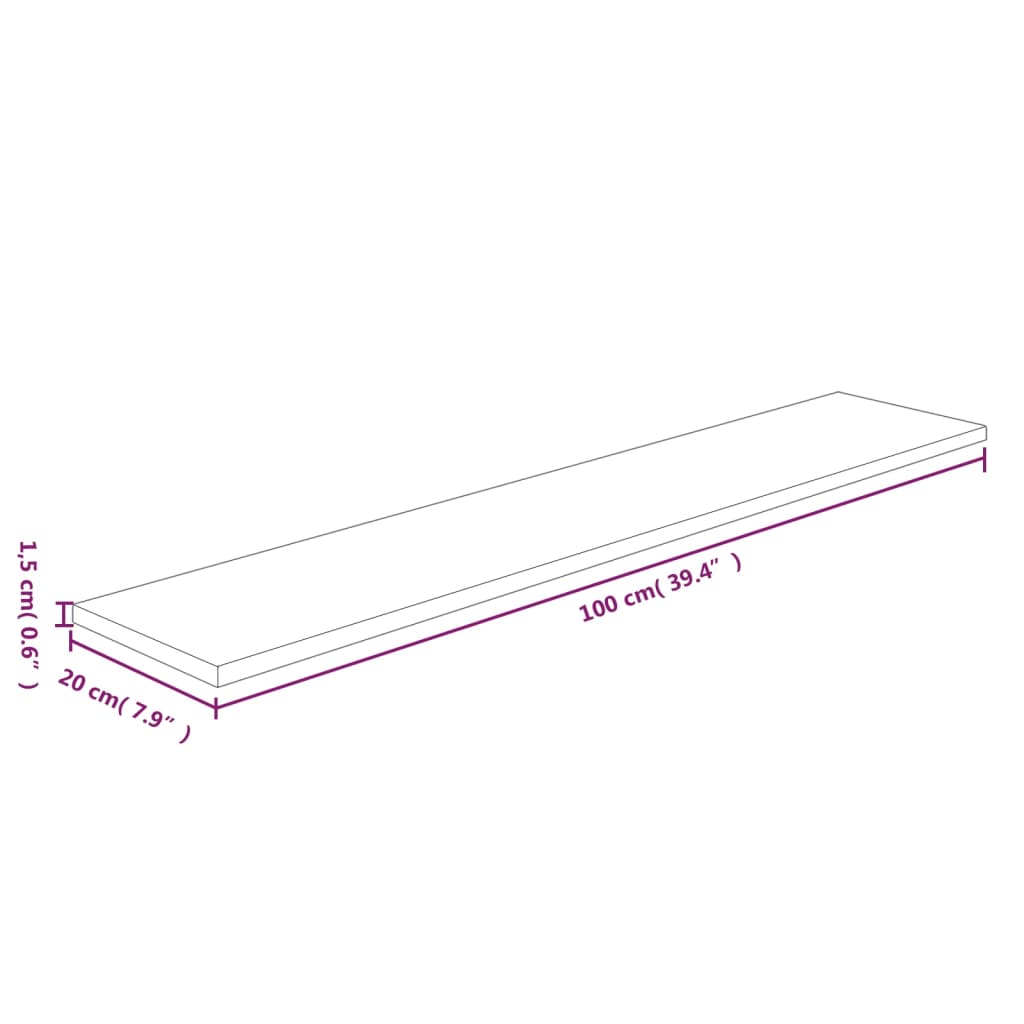 Daska za police 100x20x1,5 cm neobrađena masivna hrastovina