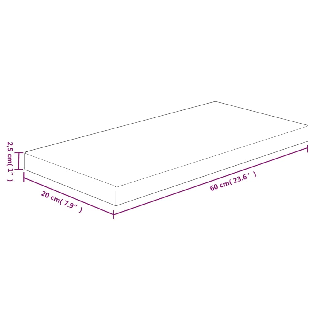 Daska za police 60x20x2,5 cm neobrađena masivna hrastovina