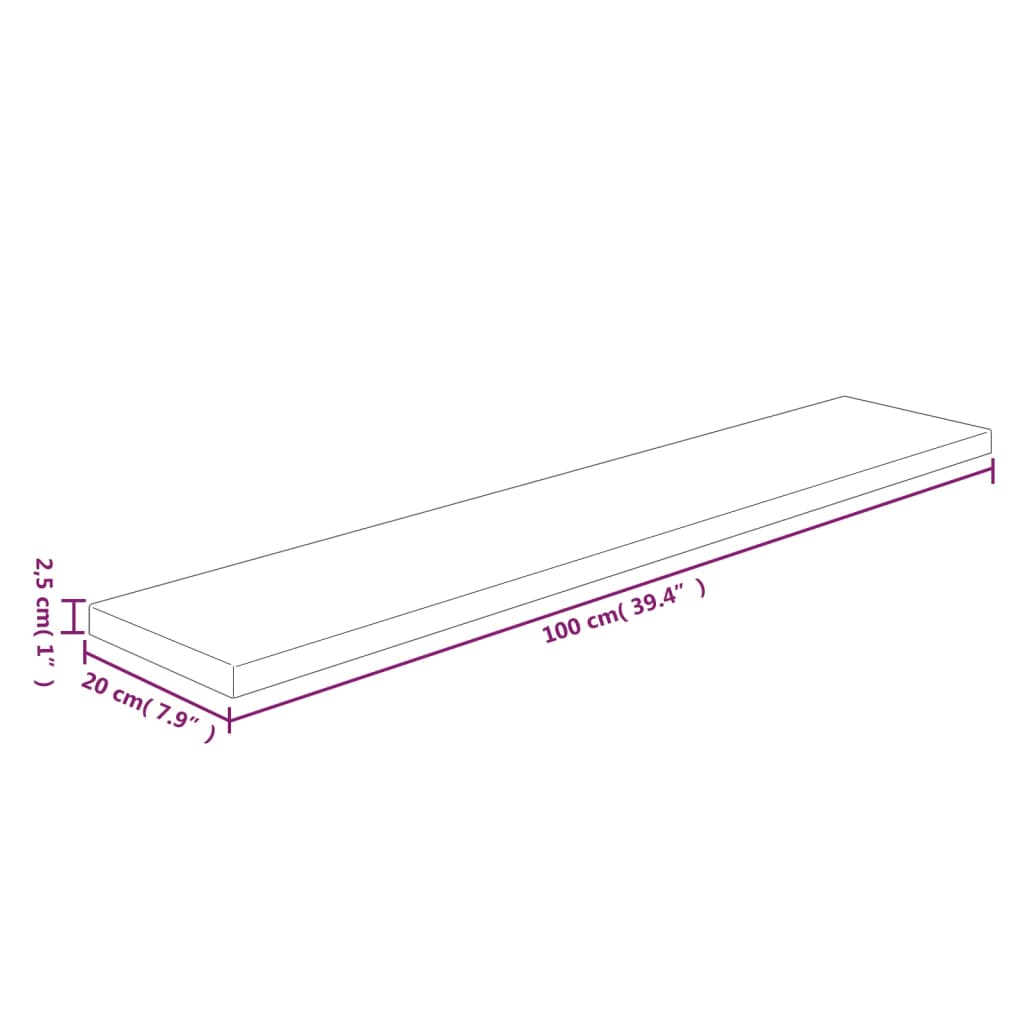 Daska za police 100x20x2,5 cm neobrađena masivna hrastovina