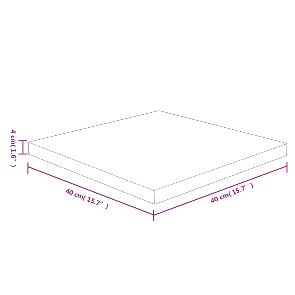 Četvrtasta stolna ploča 40x40x4 cm netretirana hrastovina