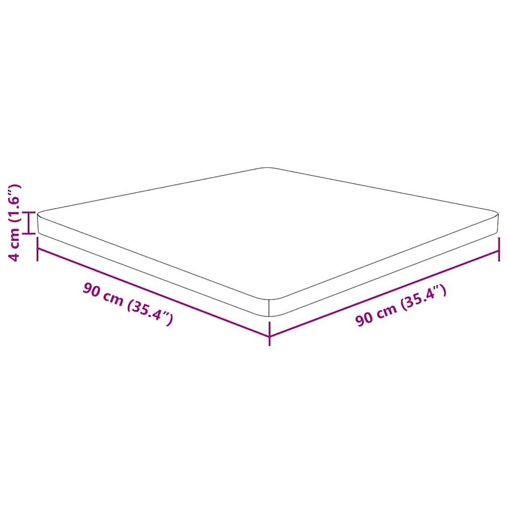 Četvrtasta stolna ploča 90x90x4 cm netretirana hrastovina