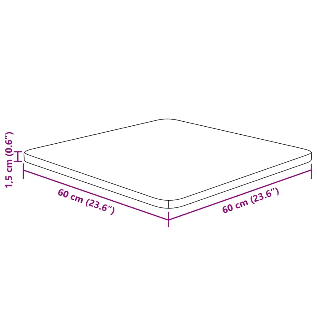 Četvrtasta stolna ploča tamnosmeđa 60x60x1,5 cm tretirani hrast