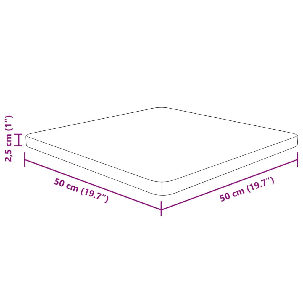 Četvrtasta stolna ploča svjetlosmeđa 50x50x2,5 cm od hrastovine
