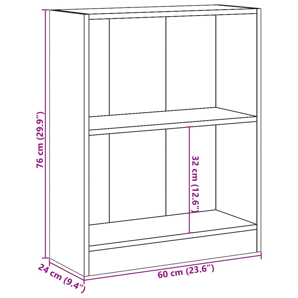 Polica za knjige dimljeni hrast 60x24x76 cm konstruirano drvo