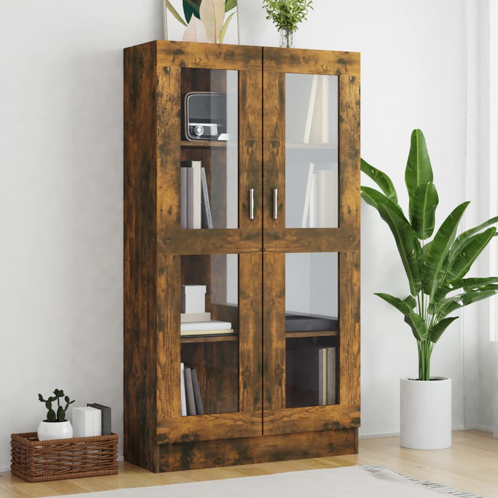 Vitrina boja dimljenog hrasta 82,5 x 30,5 x 185,5 cm drvena