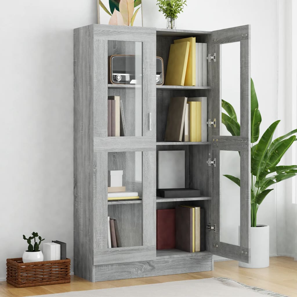 Vitrina siva boja hrasta sonome 82,5 x 30,5 x 150 cm drvena