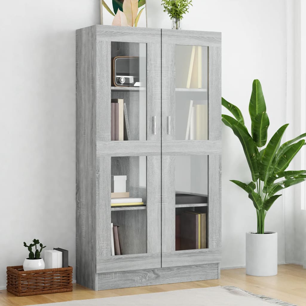 Vitrina siva boja hrasta sonome 82,5 x 30,5 x 150 cm drvena
