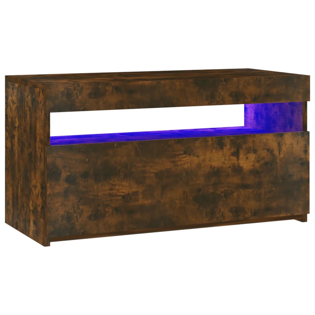 TV ormarić s LED svjetlima boja dimljenog hrasta 75x35x40 cm