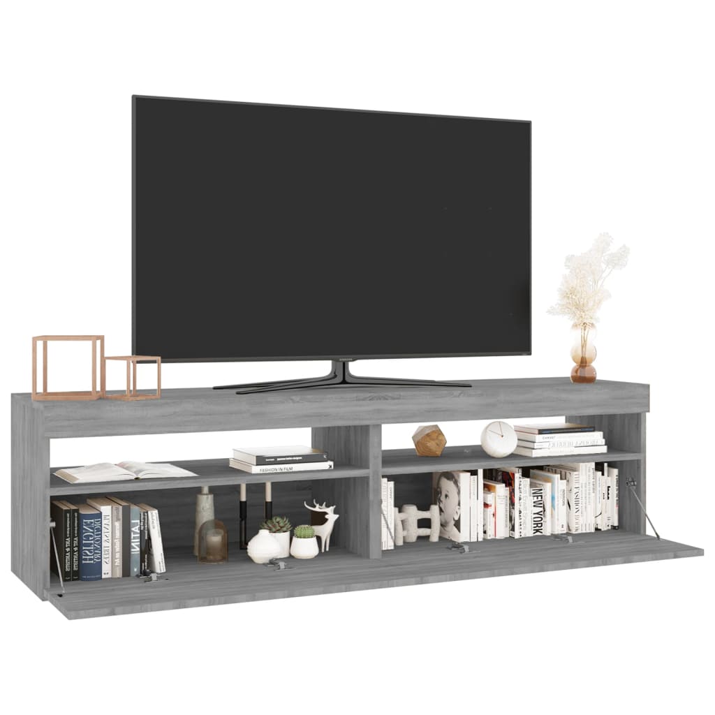 TV ormarić s LED svjetlima 2 kom siva boja hrasta 75x35x40 cm