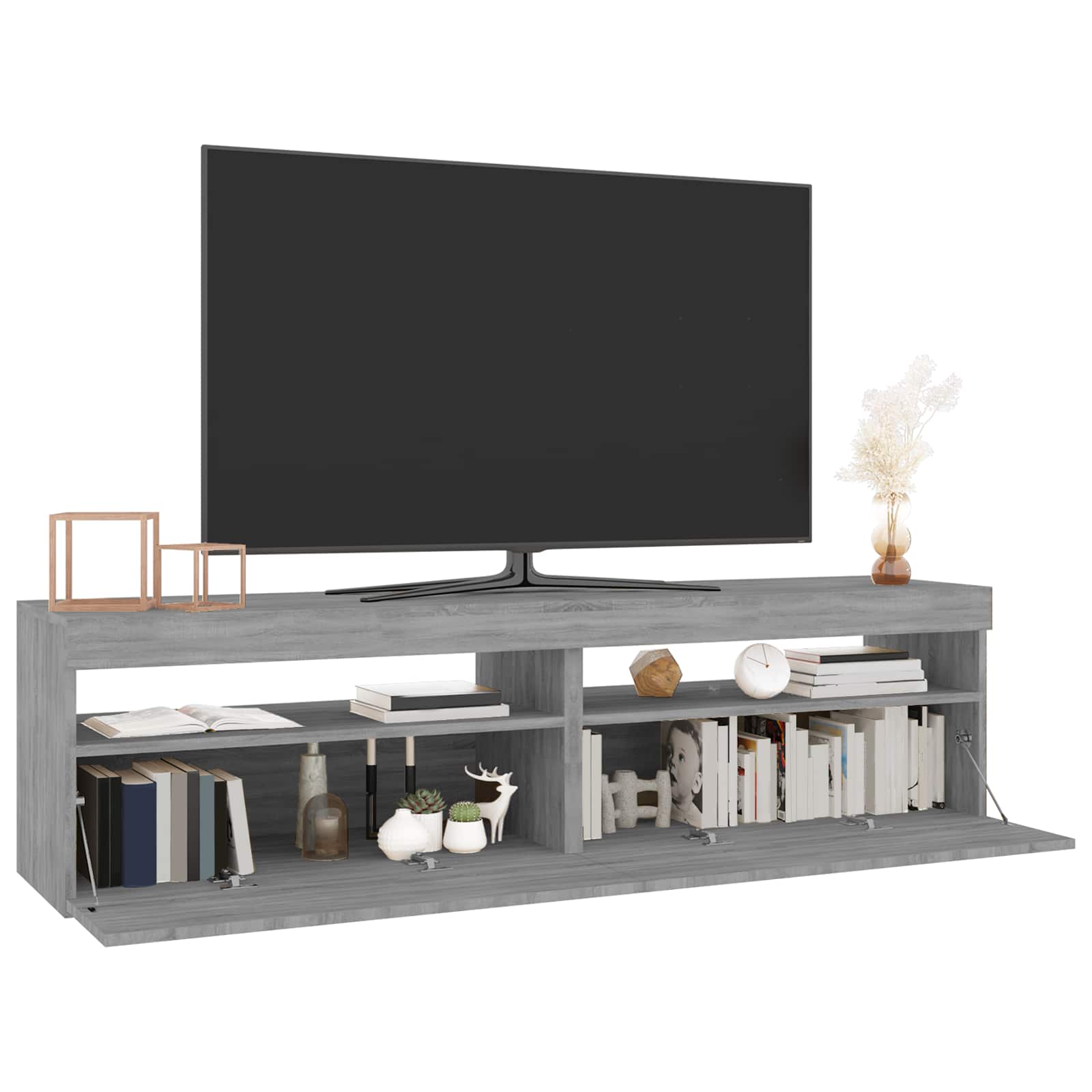 TV ormarić s LED svjetlima 2 kom siva boja hrasta 75x35x40 cm