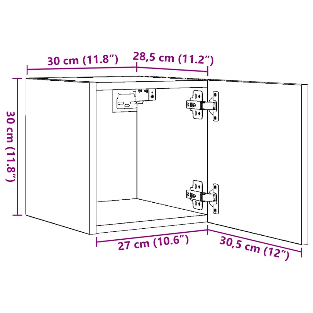 Zidni TV ormarići 2 kom boja dimljenog hrasta 30,5 x 30 x 30 cm