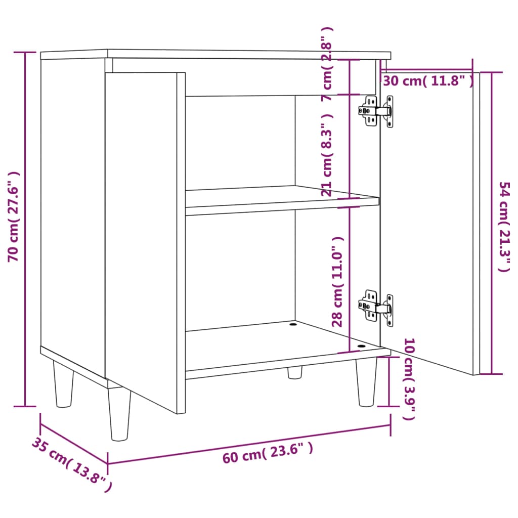 Komoda boja dimljenog hrasta 60 x 35 x 70 cm konstruirano drvo