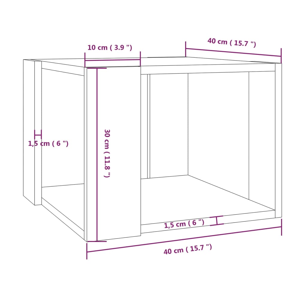 Stolić za kavu boja smeđeg hrasta 40x40x30 cm konstruirano drvo