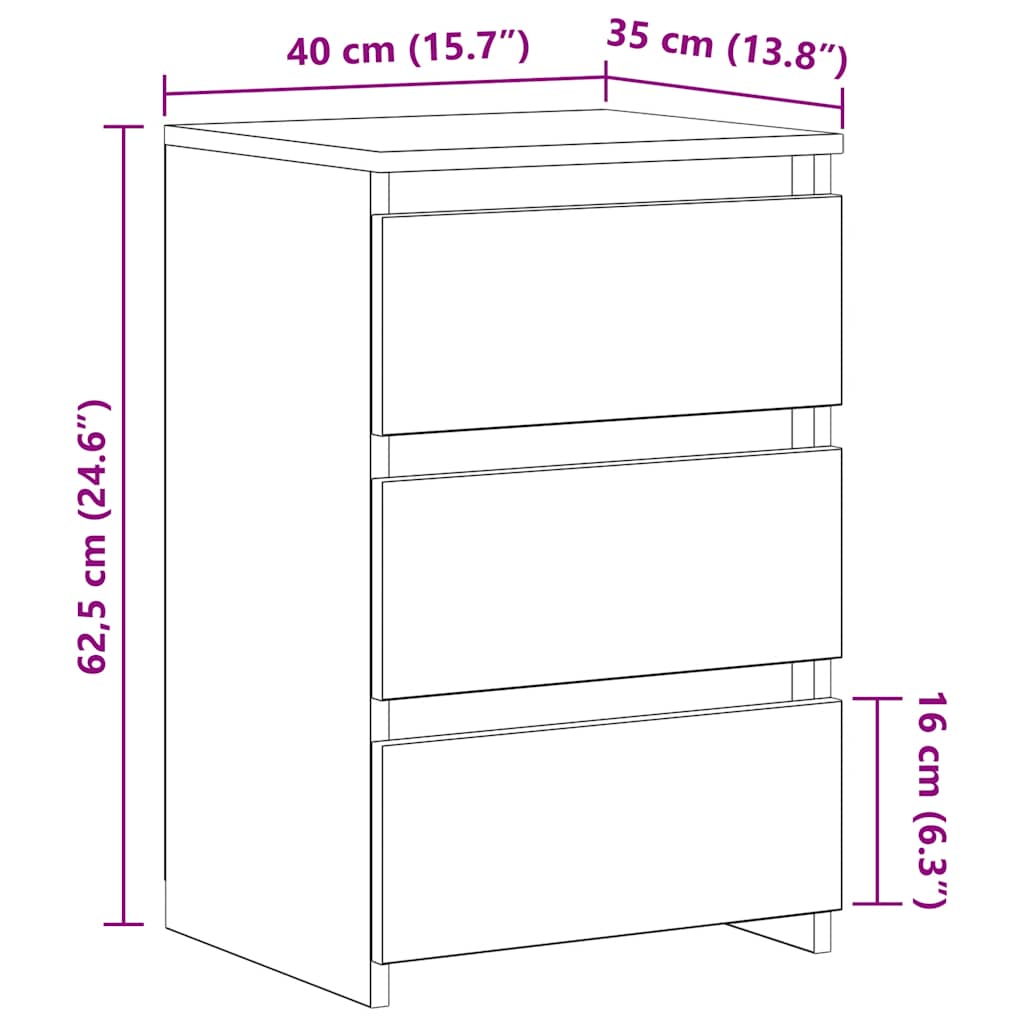 Noćni ormarići hrast 2 kom boja hrasta 40 x 35 x 62,5 cm drveni