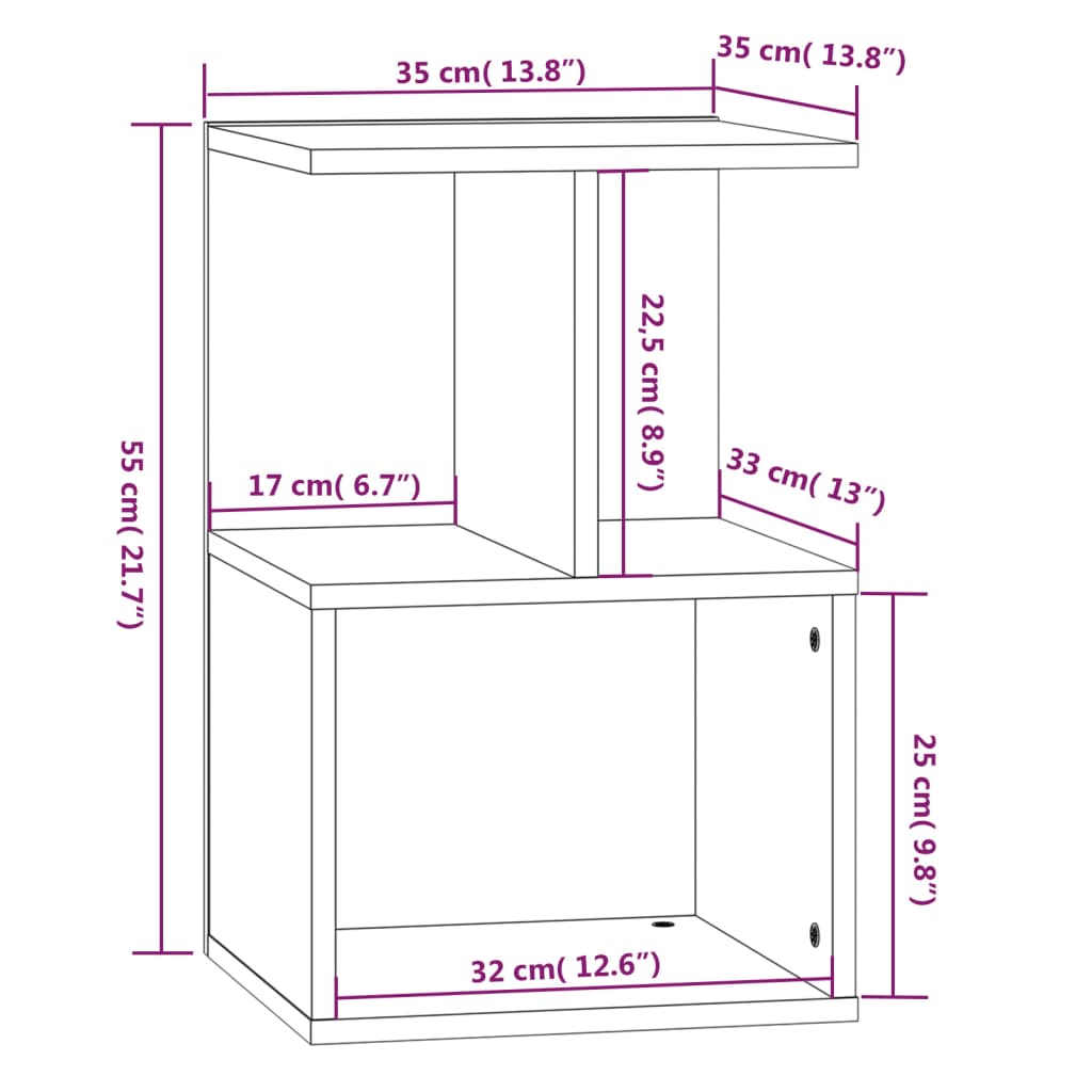 Noćni ormarići boja hrasta 2 kom 35x35x55 cm konstruirano drvo