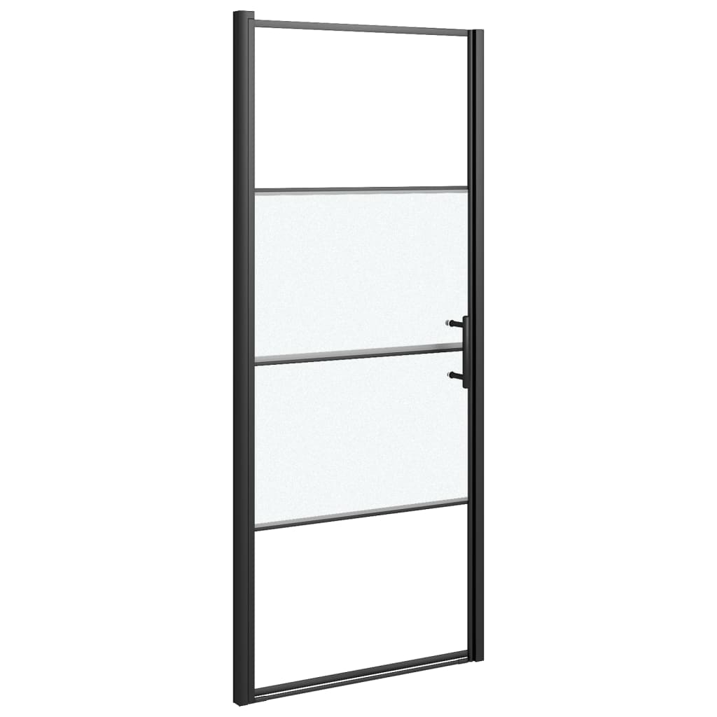 Vrata za tuš-kabinu 81x195 cm napola mutno kaljeno staklo crna