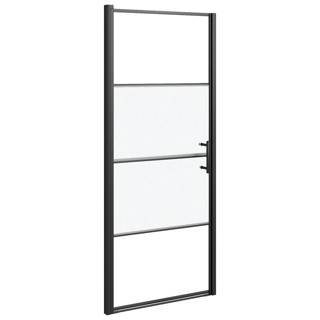 Vrata za tuš-kabinu 91x195 cm napola mutno kaljeno staklo crna