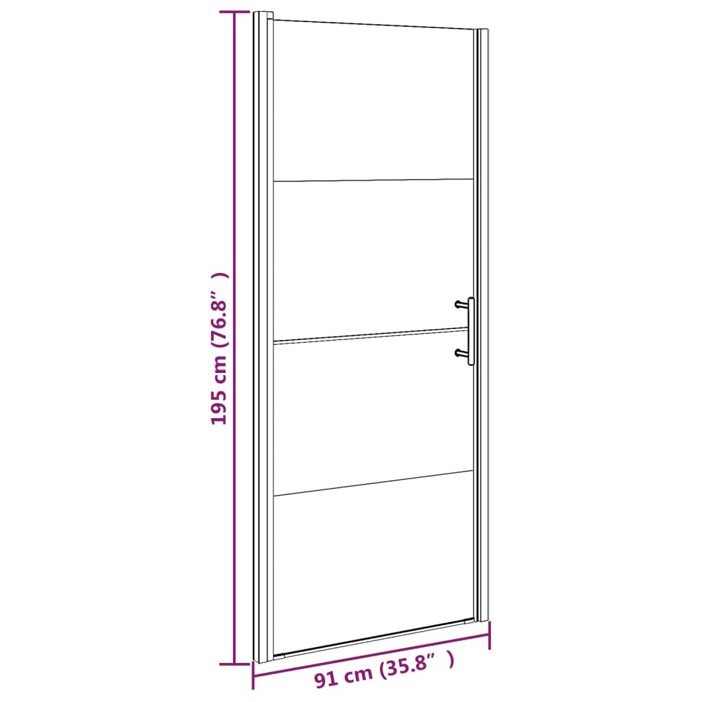 Vrata za tuš-kabinu 91x195 cm napola mutno kaljeno staklo crna