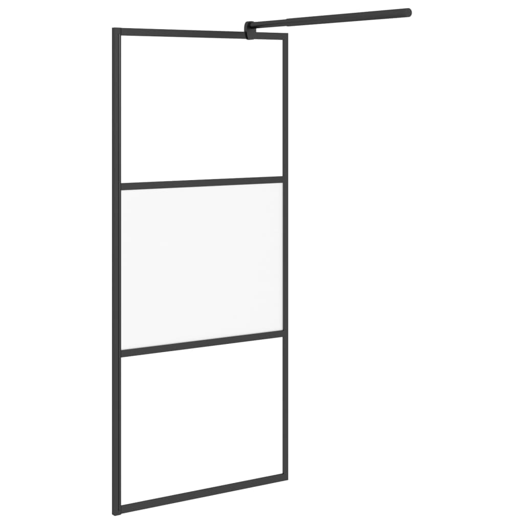 Pregrada za tuš 80 x 195 cm s napola mutnim staklom ESG crna