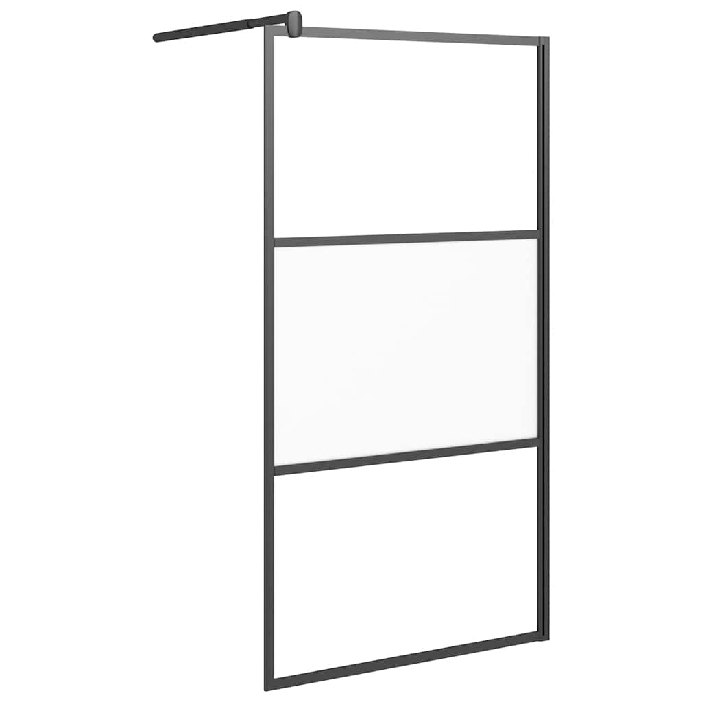 Pregrada za tuš 100 x 195 cm s napola mutnim staklom ESG crna