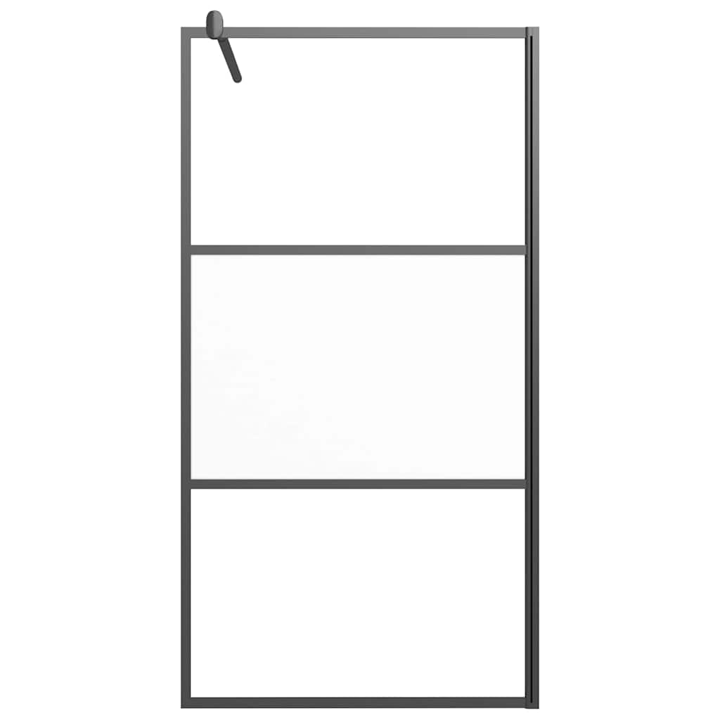 Pregrada za tuš 100 x 195 cm s napola mutnim staklom ESG crna