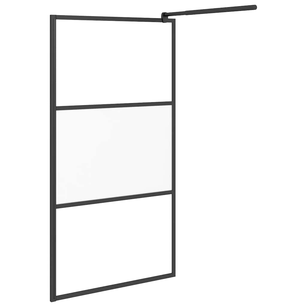 Pregrada za tuš 100 x 195 cm s napola mutnim staklom ESG crna