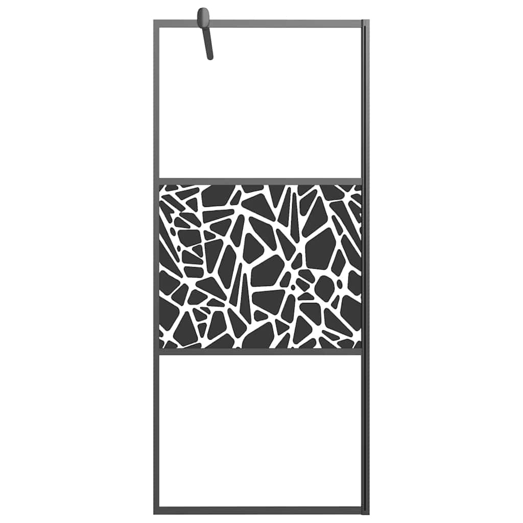 Pregrada za tuš 80 x 195 cm staklo ESG s uzorkom kamena crna