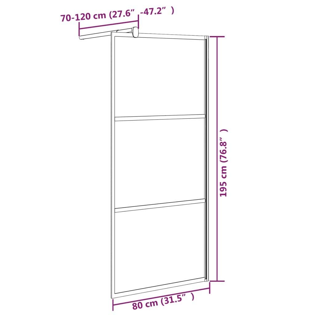 Pregrada za tuširanje 80 x 195 cm s tamnim staklom ESG crna