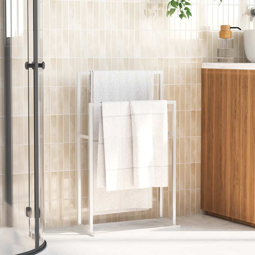 Samostojeći stalak za ručnike bijeli 48 x 24 x 78,5 cm željezni