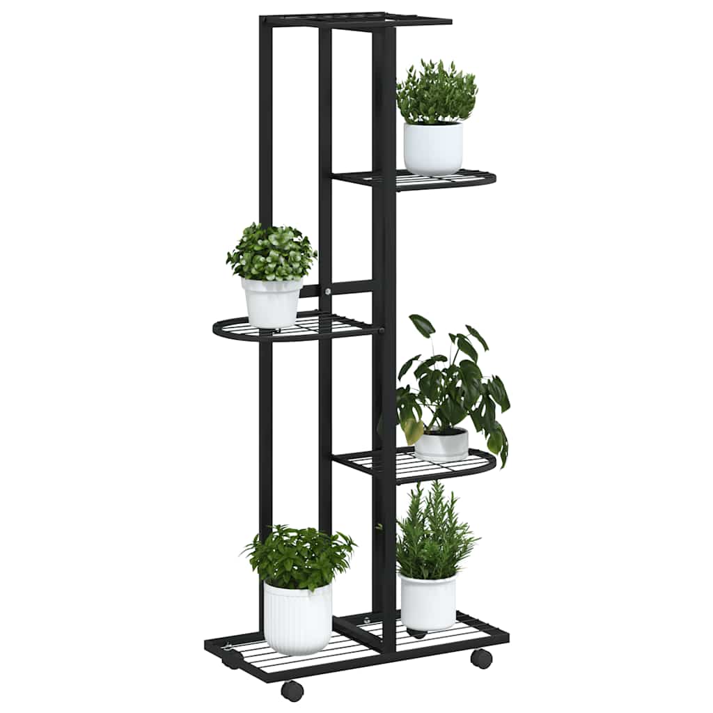 Stalak za cvijeće s 5 katova 44 x 23 x 100 cm crni željezni