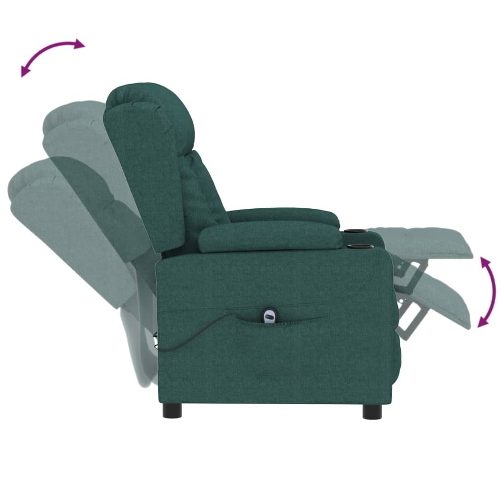 Električni naslonjač od tkanine tamnozeleni