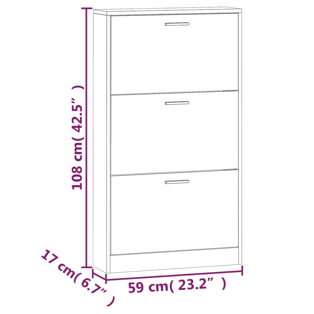 Ormarić za cipele sjajni bijeli 59x17x108 cm konstruirano drvo