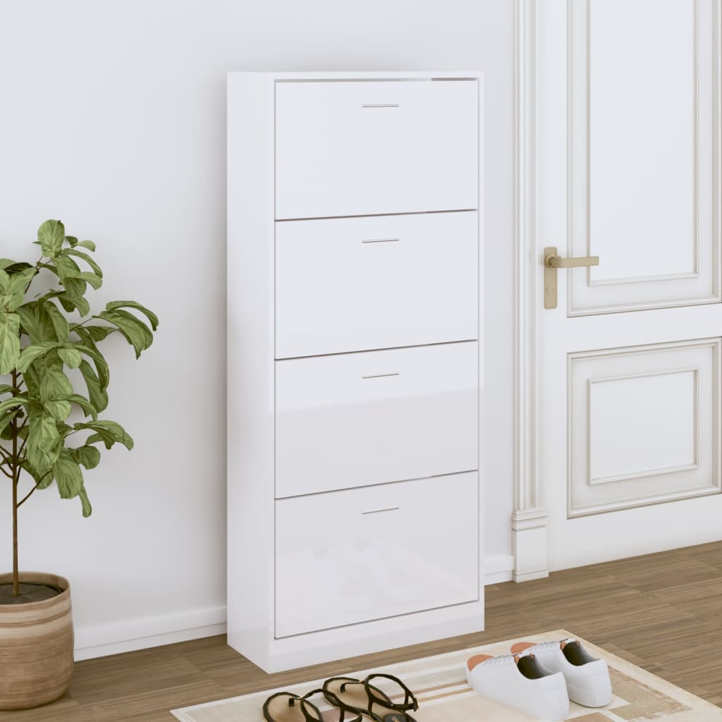 Ormarić za cipele sjajni bijeli 63x24x147 cm konstruirano drvo