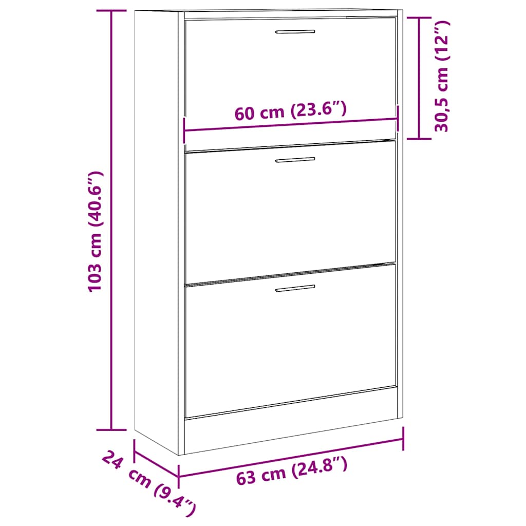 Ormarić za cipele bijeli 63x24x103 cm od konstruiranog drva