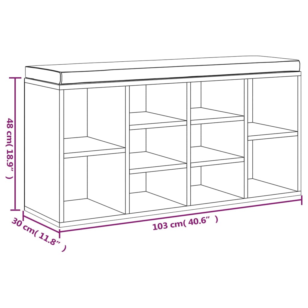 Klupa za cipele boja hrasta 103x30x48 cm konstruirano drvo