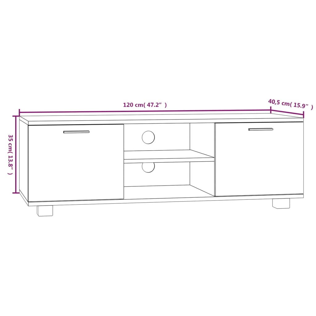 TV ormarić crni 120 x 40,5 x 35 cm od konstruiranog drva