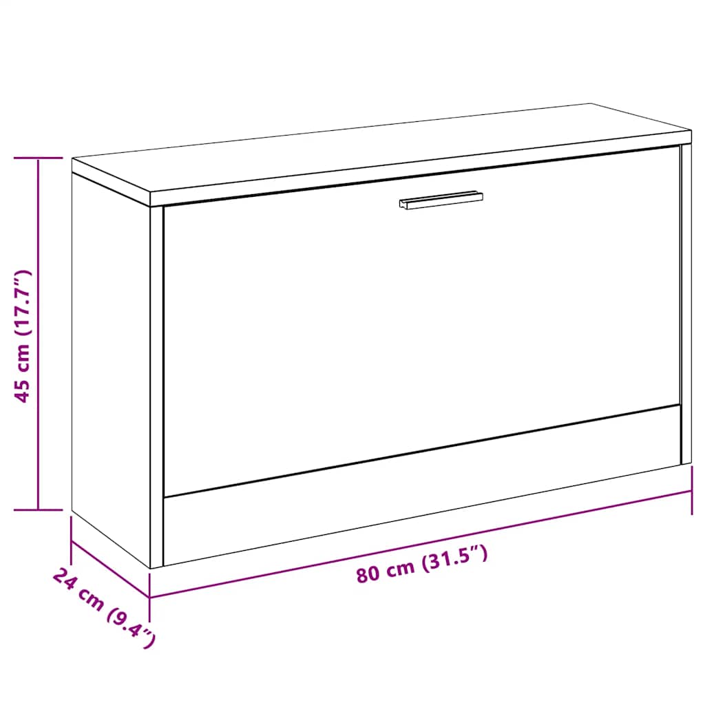Klupa za cipele visoki sjaj bijela 80x24x45 cm inženjerski drvo