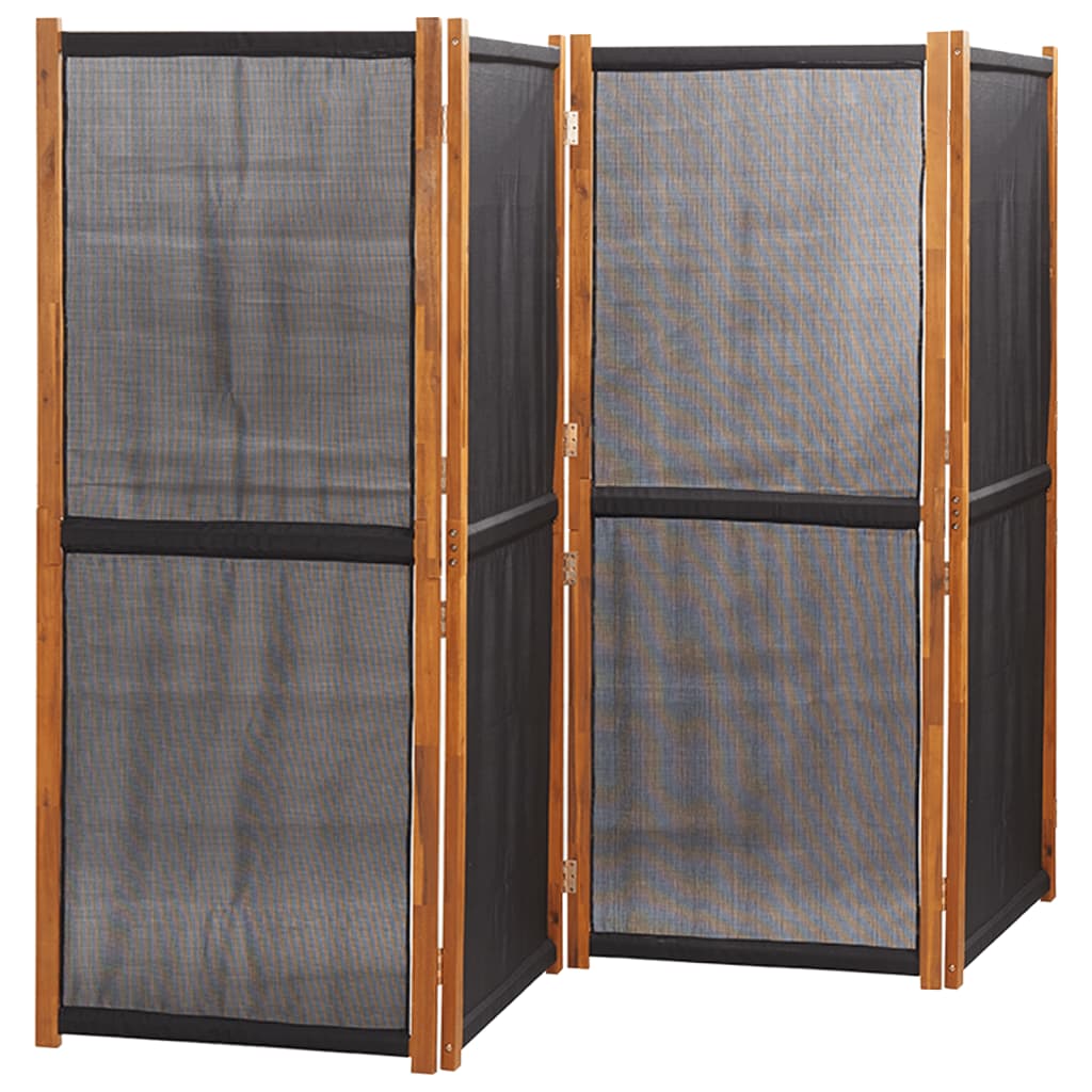 Sobna pregrada s 4 panela crna 280 x 180 cm